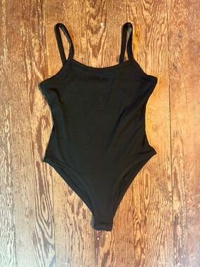 SHEIN Black Ribbed Tank Bodysuit